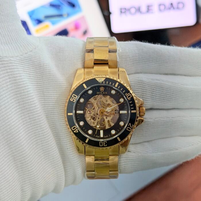 Rolex Submariner-Style Skeleton Automatic (Gold Edition)